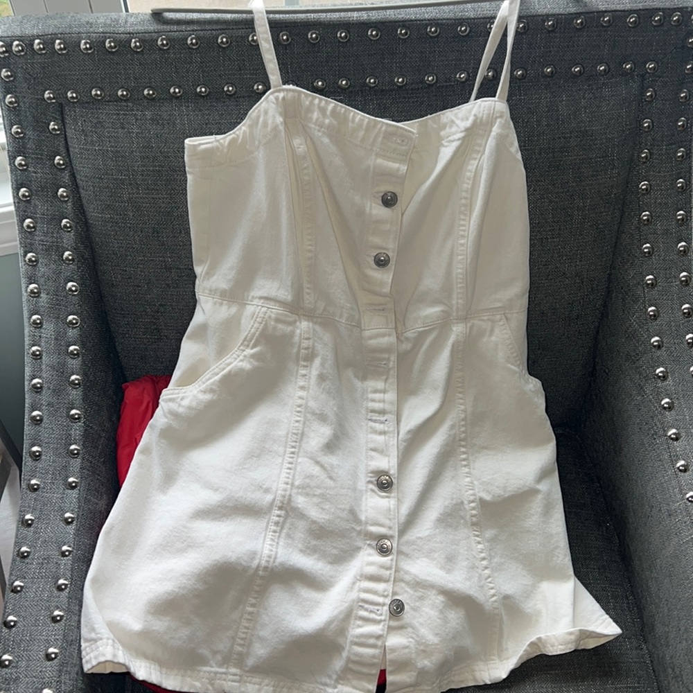 white dress overall
